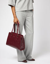 Load image into Gallery viewer, Blair Purse | Dark Cherry Croco Print Leather
