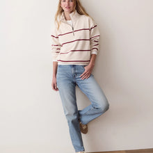 Load image into Gallery viewer, Cloud 9 Fleece Half Zip | Oatmeal &amp; Cabernet Stripe
