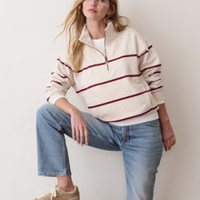 Load image into Gallery viewer, Cloud 9 Fleece Half Zip | Oatmeal &amp; Cabernet Stripe
