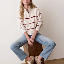Load image into Gallery viewer, Cloud 9 Fleece Half Zip | Oatmeal &amp; Cabernet Stripe
