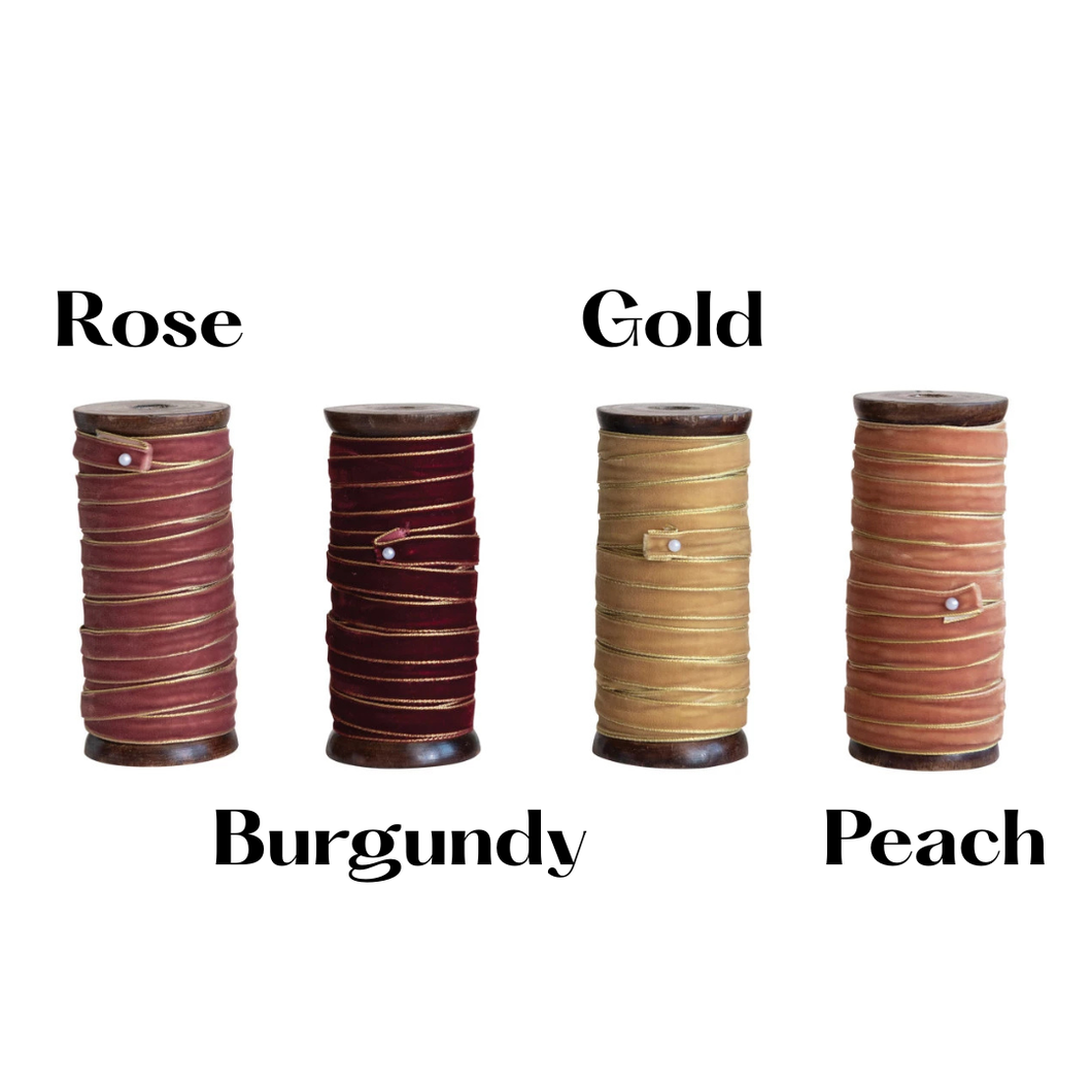 Gold Edged Velvet Ribbon