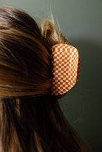 Load image into Gallery viewer, Orange Checkered Claw Clip
