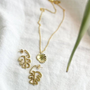 Wire Monstera Earrings