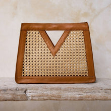 Load image into Gallery viewer, Cane Weave Triangle Rattan Handbag | Brown
