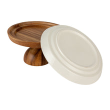 Load image into Gallery viewer, Stoneware &amp; Acacia Serving Pedestal
