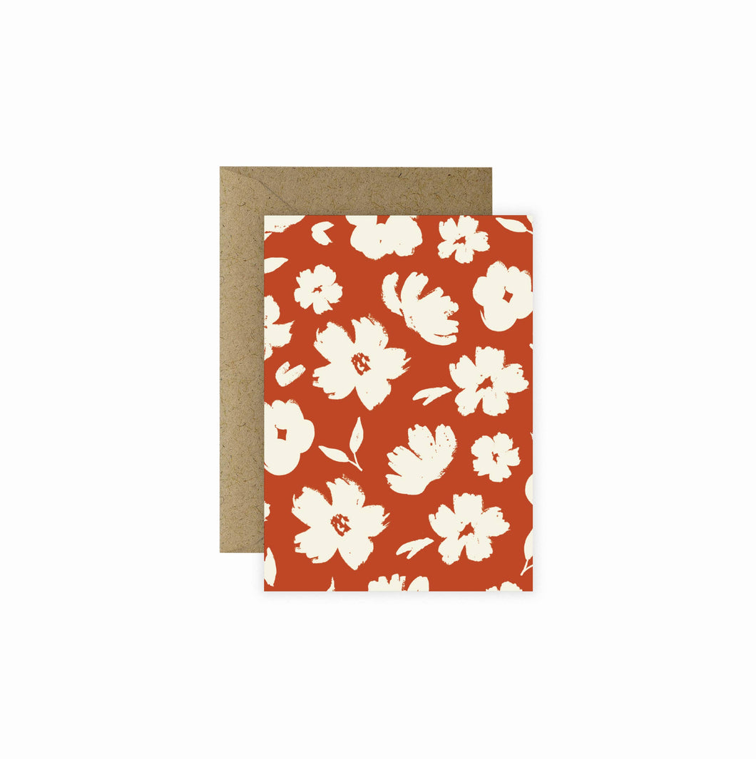 Red Floral Mini Greeting Card