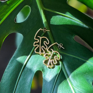 Wire Monstera Earrings