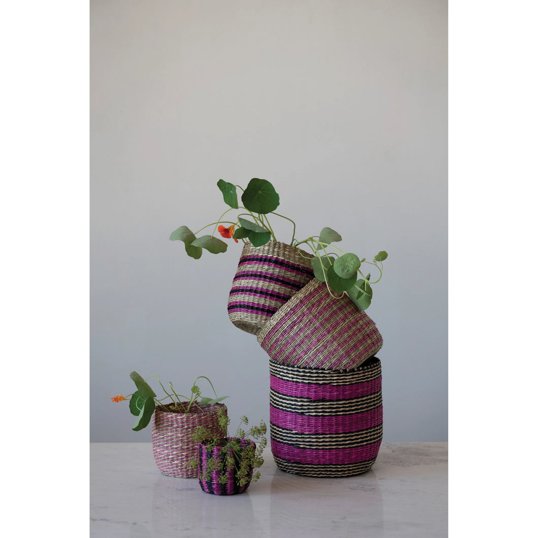 Fushsia Striped Basket