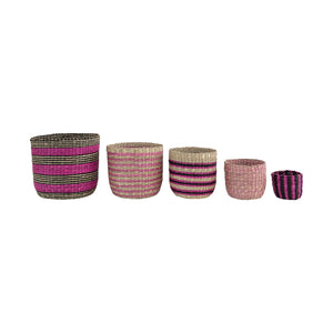 Fushsia Striped Basket