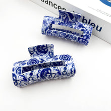 Load image into Gallery viewer, Blue Floral Claw Clip
