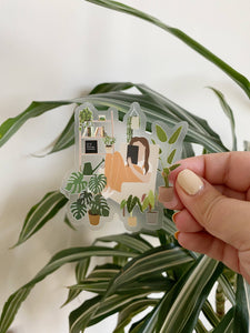 E-Reader Plant Lady Sticker | Clear