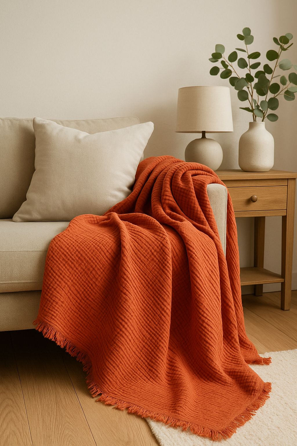 Musliin Throw Blanket | Terracotta