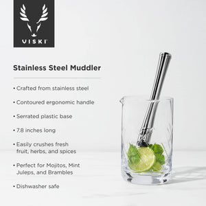 Harrison Polished Silver-Finished Stainless Steel Muddler