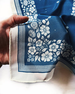 Santorini Floral China Blue Bandana Scarf