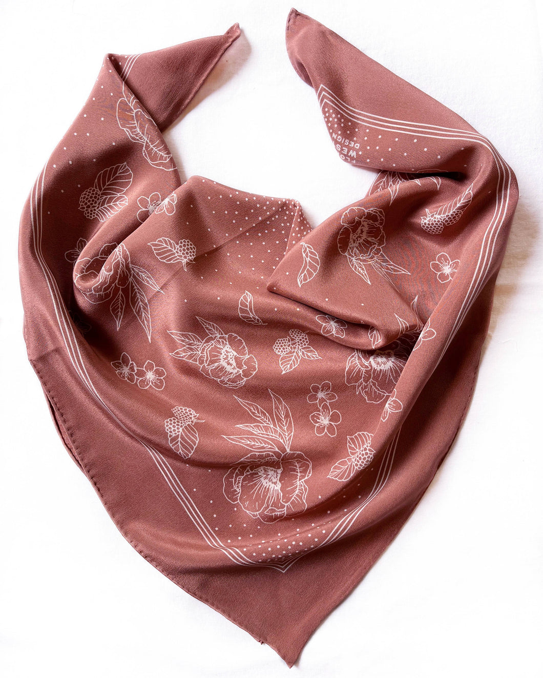 Classic Rosewood Floral Bandana Scarf