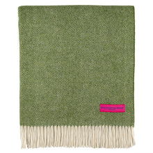 Load image into Gallery viewer, Lambswool Herringbone Throw | Evergreen
