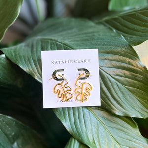 Wire Monstera Earrings