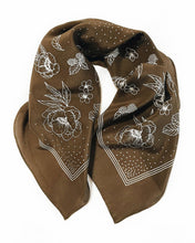 Load image into Gallery viewer, Classic Deep Olive Floral Bandana Scarf
