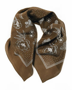 Classic Deep Olive Floral Bandana Scarf