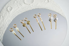Load image into Gallery viewer, Huggie Bar Drop Earrings | Crystalline Bead
