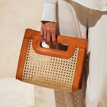 Load image into Gallery viewer, Rattan Cane Weave Handbag | Brown Leather
