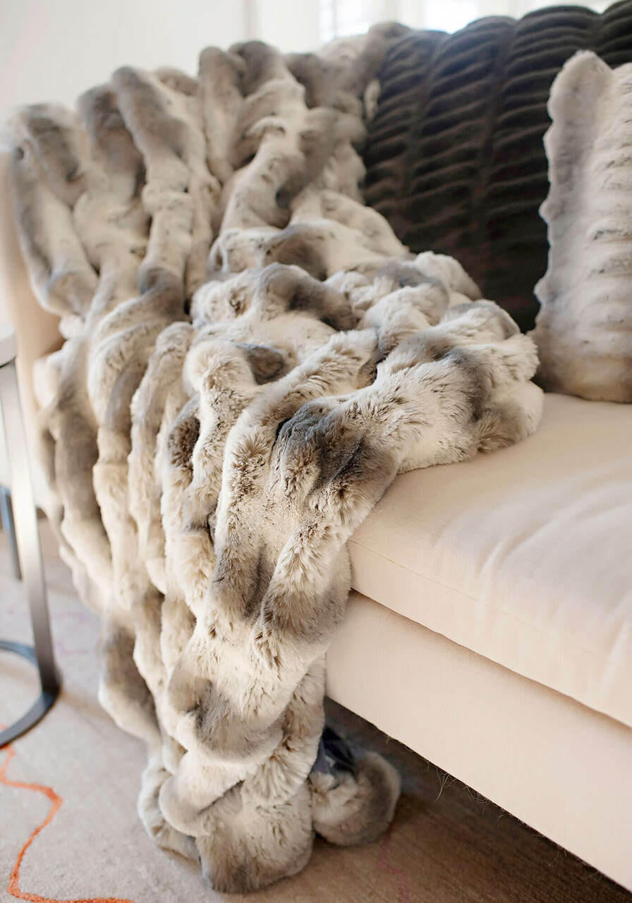 Faux Fur Throw | Truffle Chinchilla