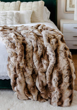 Load image into Gallery viewer, Faux Fur Throw | Truffle Chinchilla
