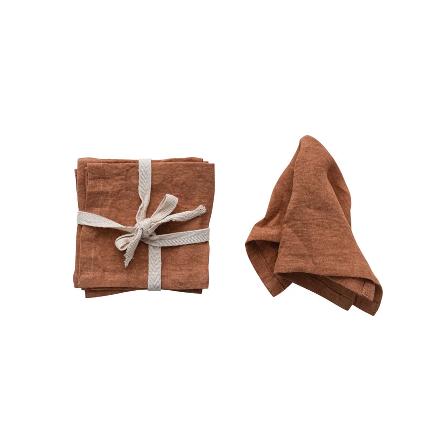 Linen Cocktail Napkins | Terracotta