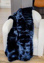 Load image into Gallery viewer, Couture Faux Fur Throw l Steel Blue Mink
