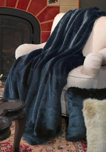 Load image into Gallery viewer, Couture Faux Fur Throw l Steel Blue Mink
