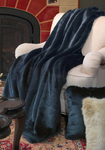 Couture Faux Fur Throw l Steel Blue Mink