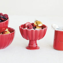 Load image into Gallery viewer, Pleated Red Pedestal Bowl
