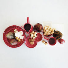 Load image into Gallery viewer, Pleated Red Pedestal Bowl
