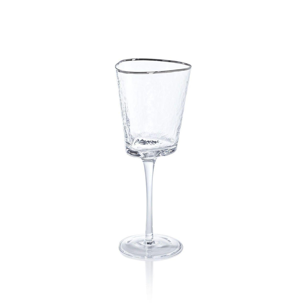 Triangular Wine Glasses with Silver Rim