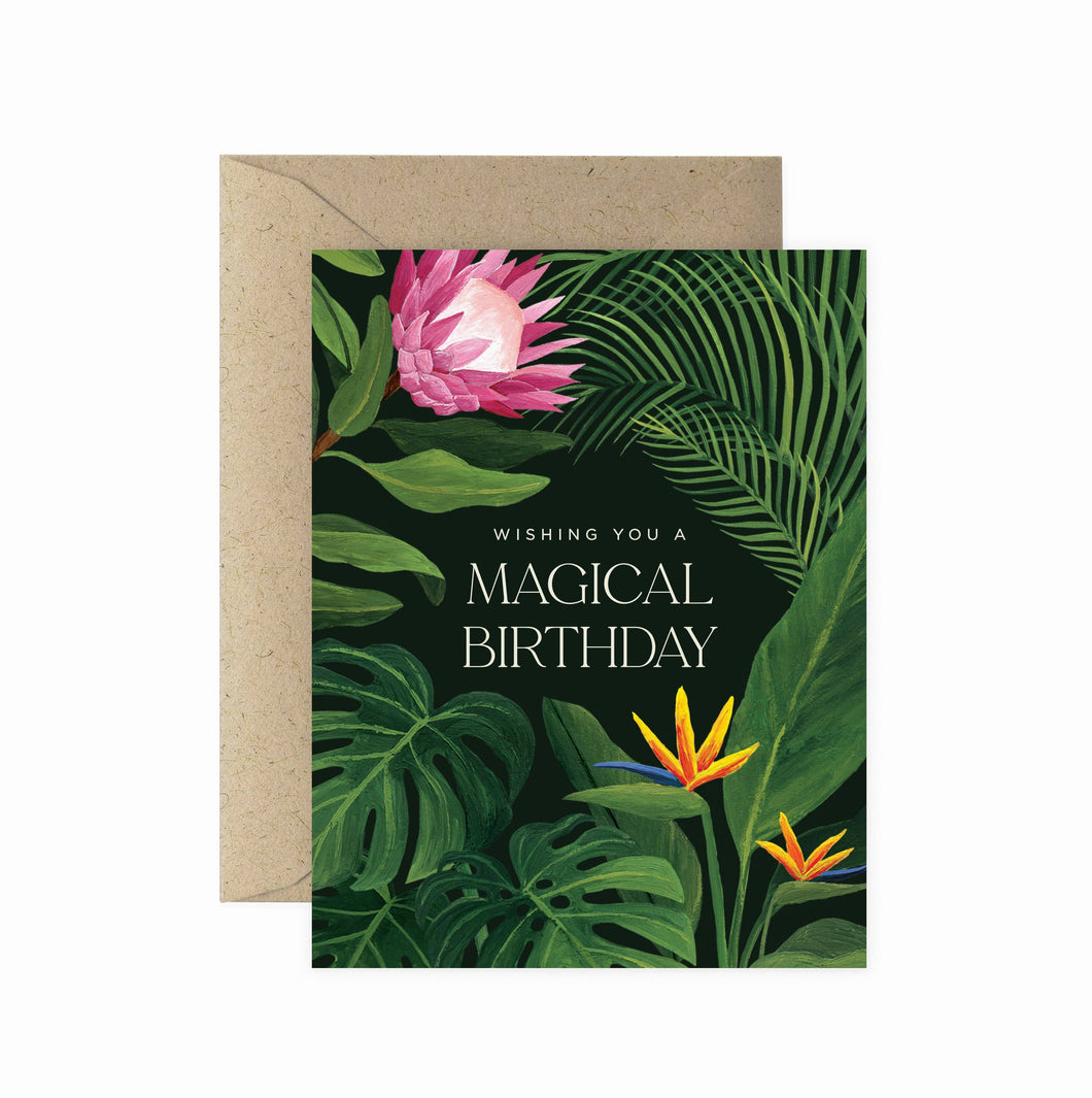 Magical Birthday Tropical Floral Greeting Card