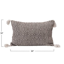 Load image into Gallery viewer, Diamond Pattern Lumbar Pillow with Tassels
