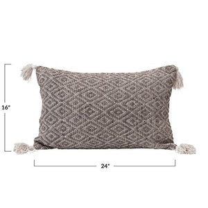 Diamond Pattern Lumbar Pillow with Tassels