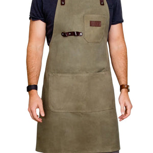 Olive waxed canvas apron