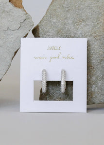 Pavé Square Hoops l Silver