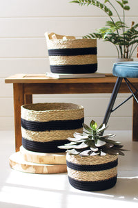 Seagrass Black Striped Basket