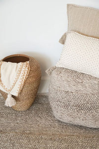 Handwoven Taupe Pouf