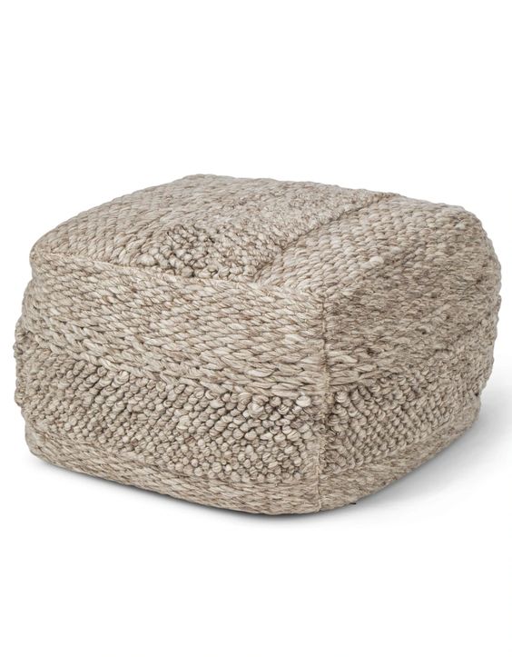 Handwoven Taupe Pouf