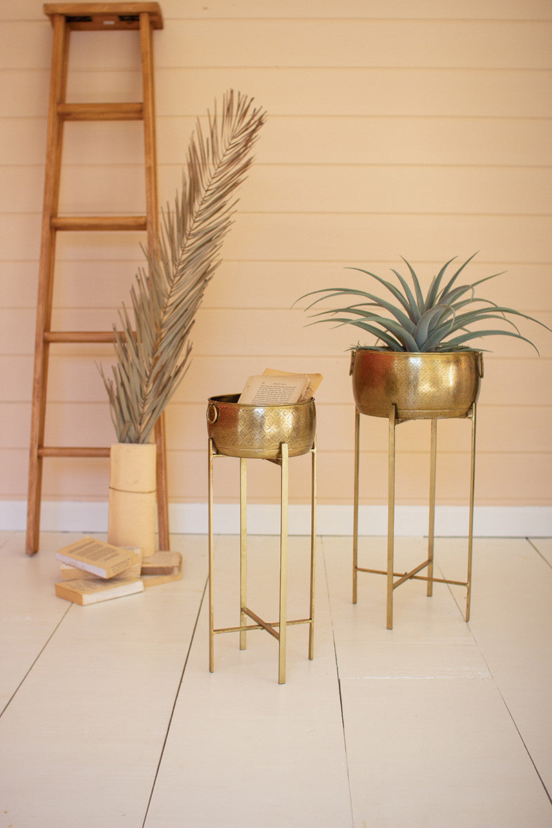 Brass Bowl Plant Stands