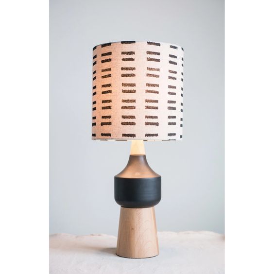 Wood & Ceramic Table Lamp