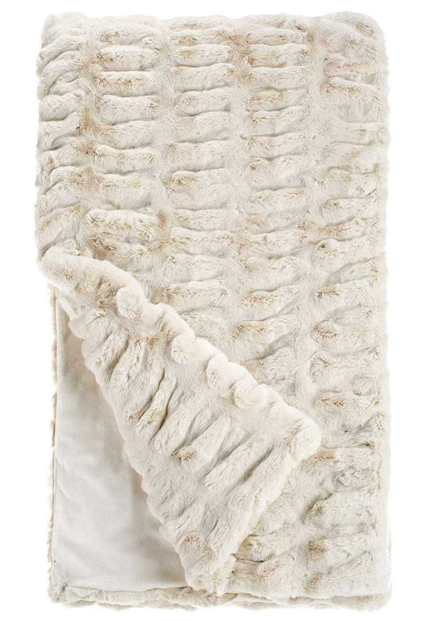 Couture Rouched Faux Fur Throw l Ivory Mink
