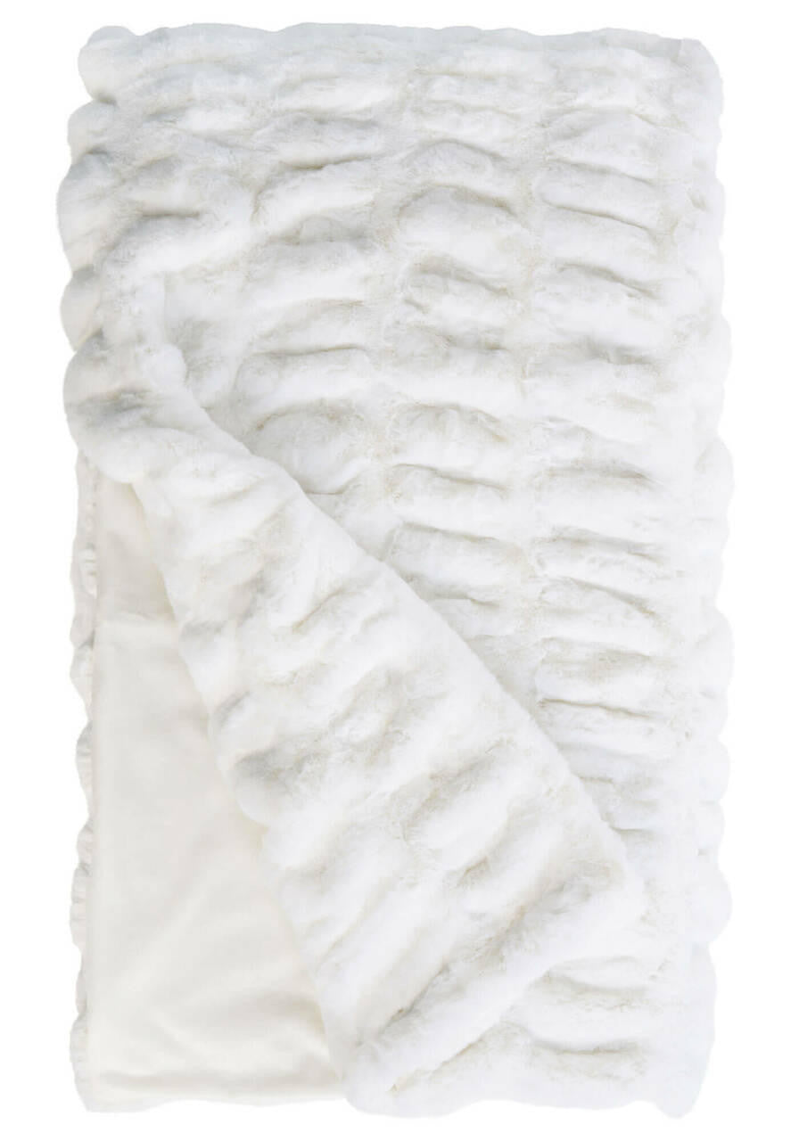 Couture Rouched Faux Fur Throw l Snow Mink