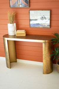 Oval Brass Console Table